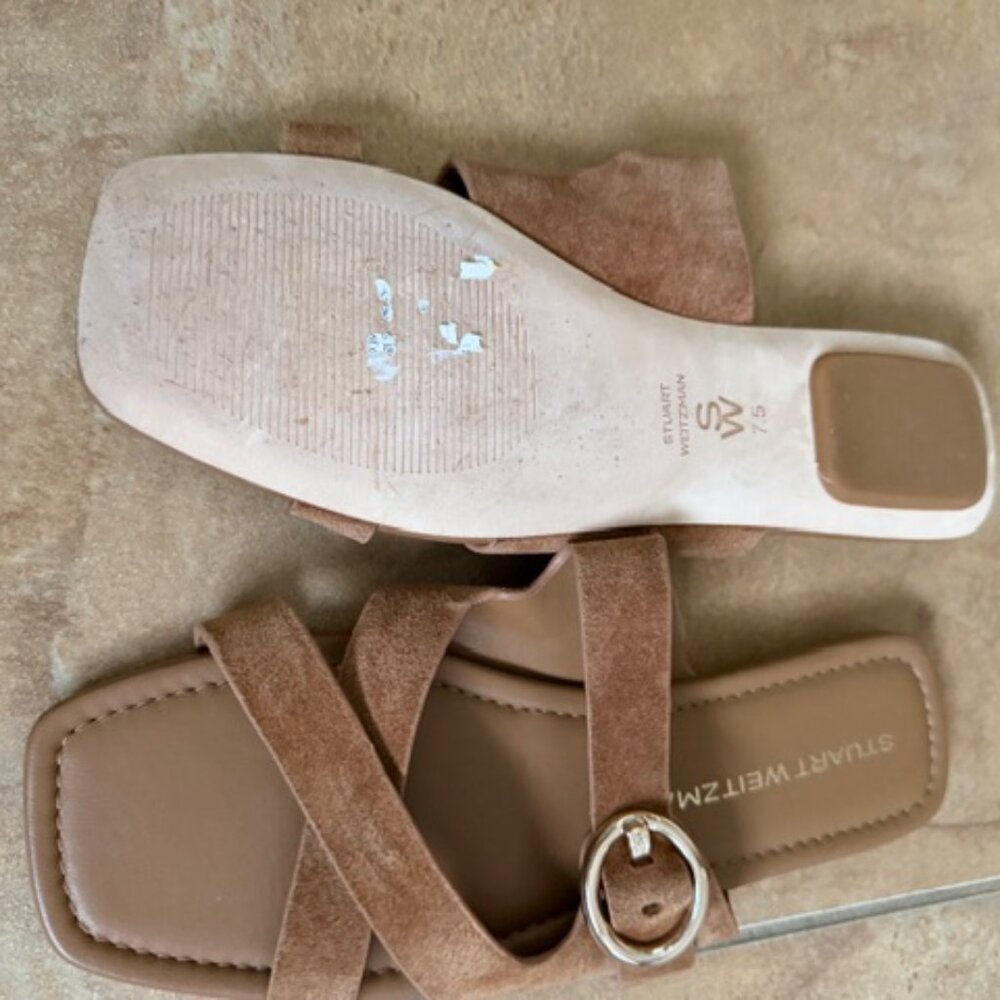 Stuart Weitzman Villa Slide Sandal Women's Crisscross Strap Doe Size US7.5 - Picture 5 of 6